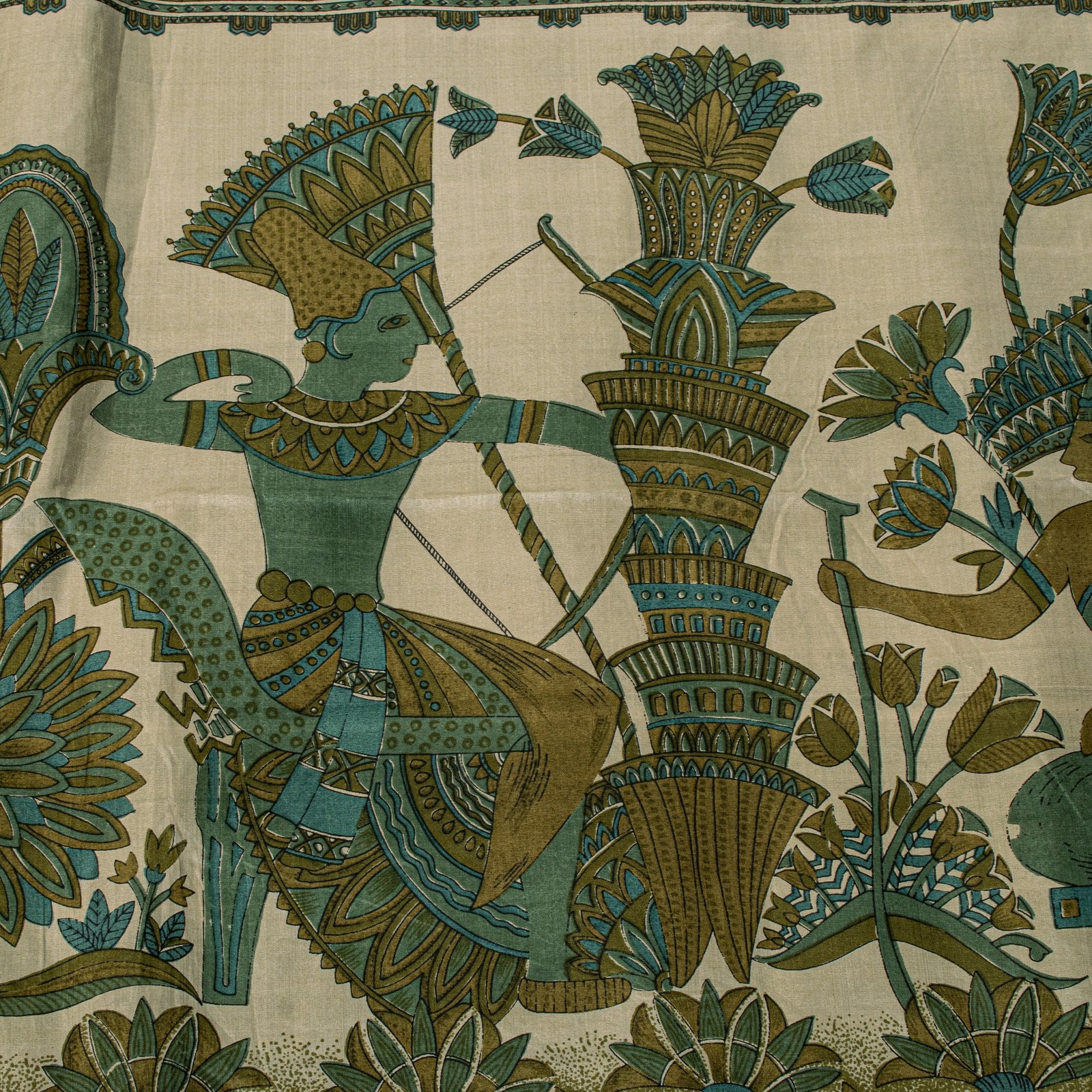 Sanskriti Vintage Sari Green Soft Pure Silk Kalamakari Digital Print Saree 5.5Yd