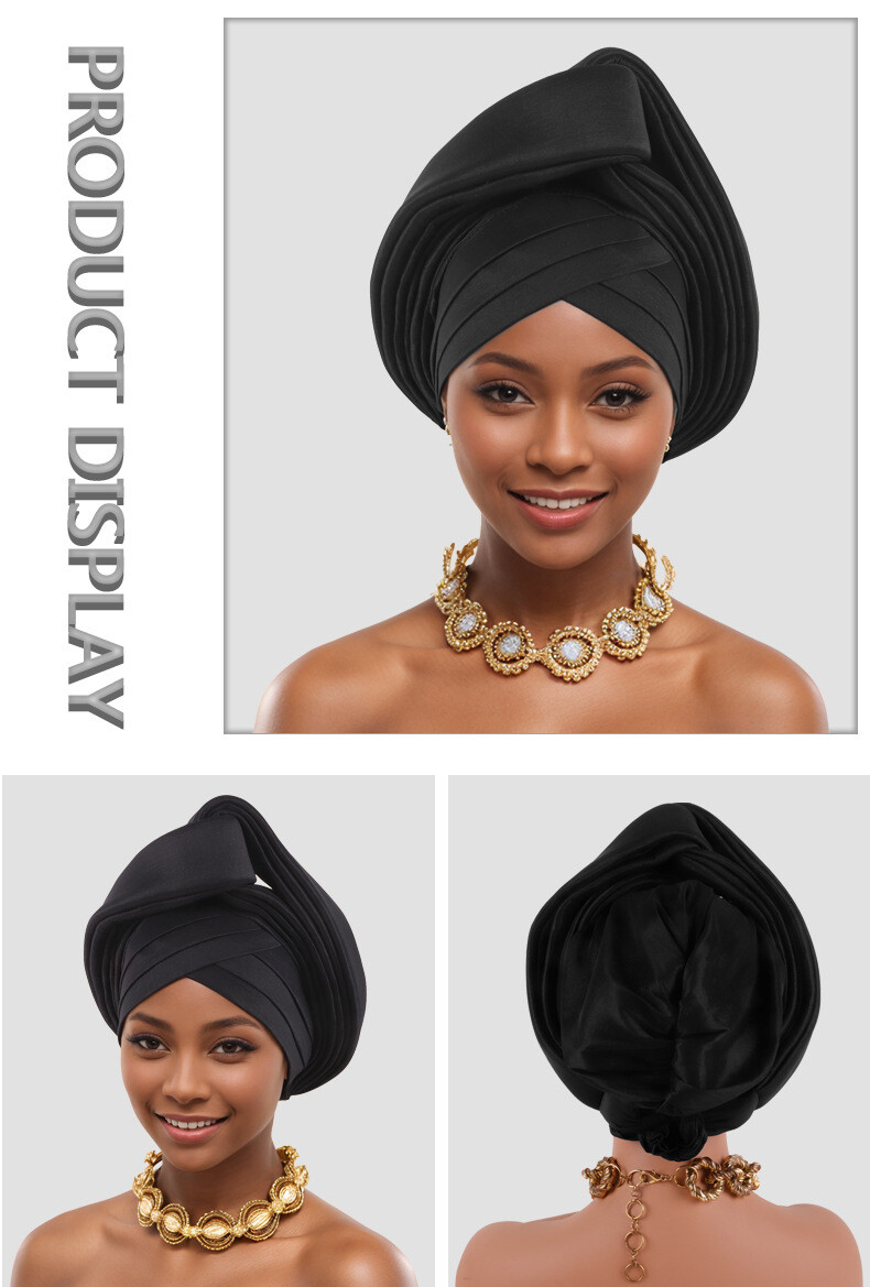 African Women Nigerian Wedding Party Hat Aso Oke Auto Gele Headtie Turban Wraps