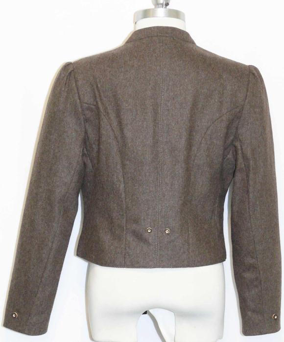 Boiled Loden WOOL JACKET Women Short AUSTRIA Riding Dirndl Dress BROWN B38″ 8 S