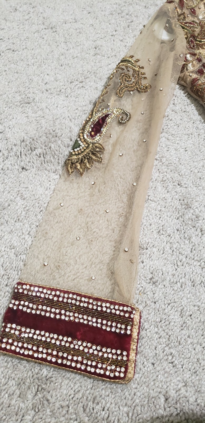 Indian bollywood Heavy Party suit in Gold And Maroon With bottom and net Dupatta