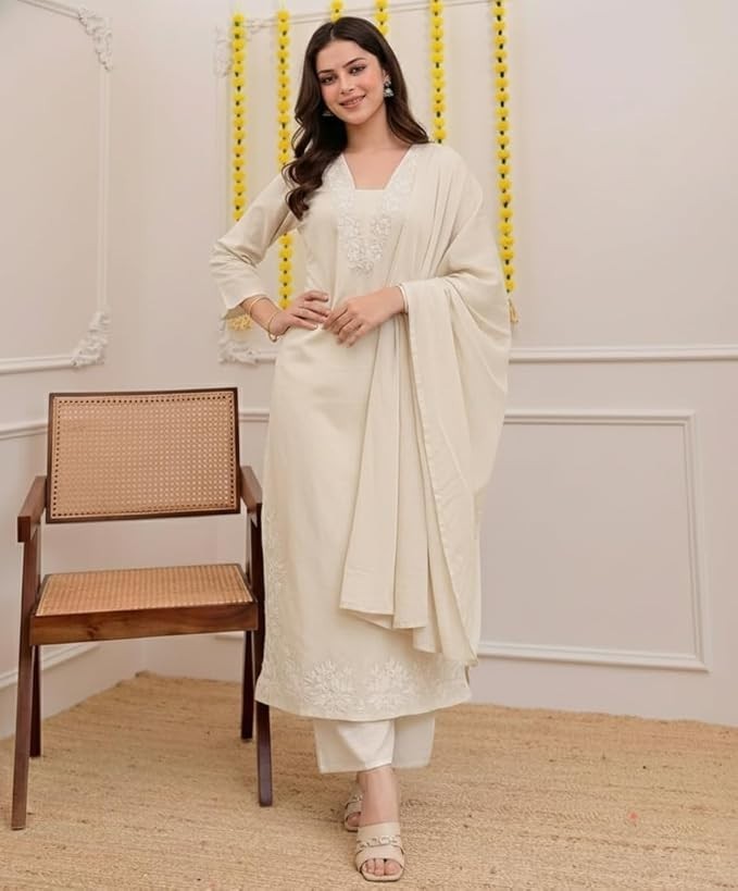 ANNI Designer Pure Cotton Embroidered Kurta Set for Women