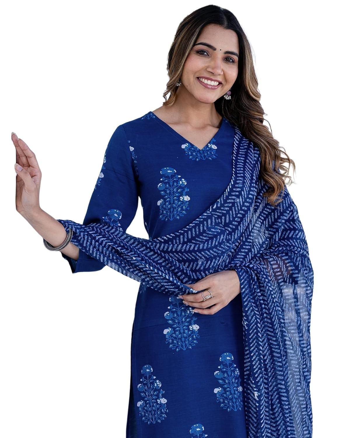 Women’s Rayon Blend Floral Printed Straight Kurta Pant with Dupatta Set