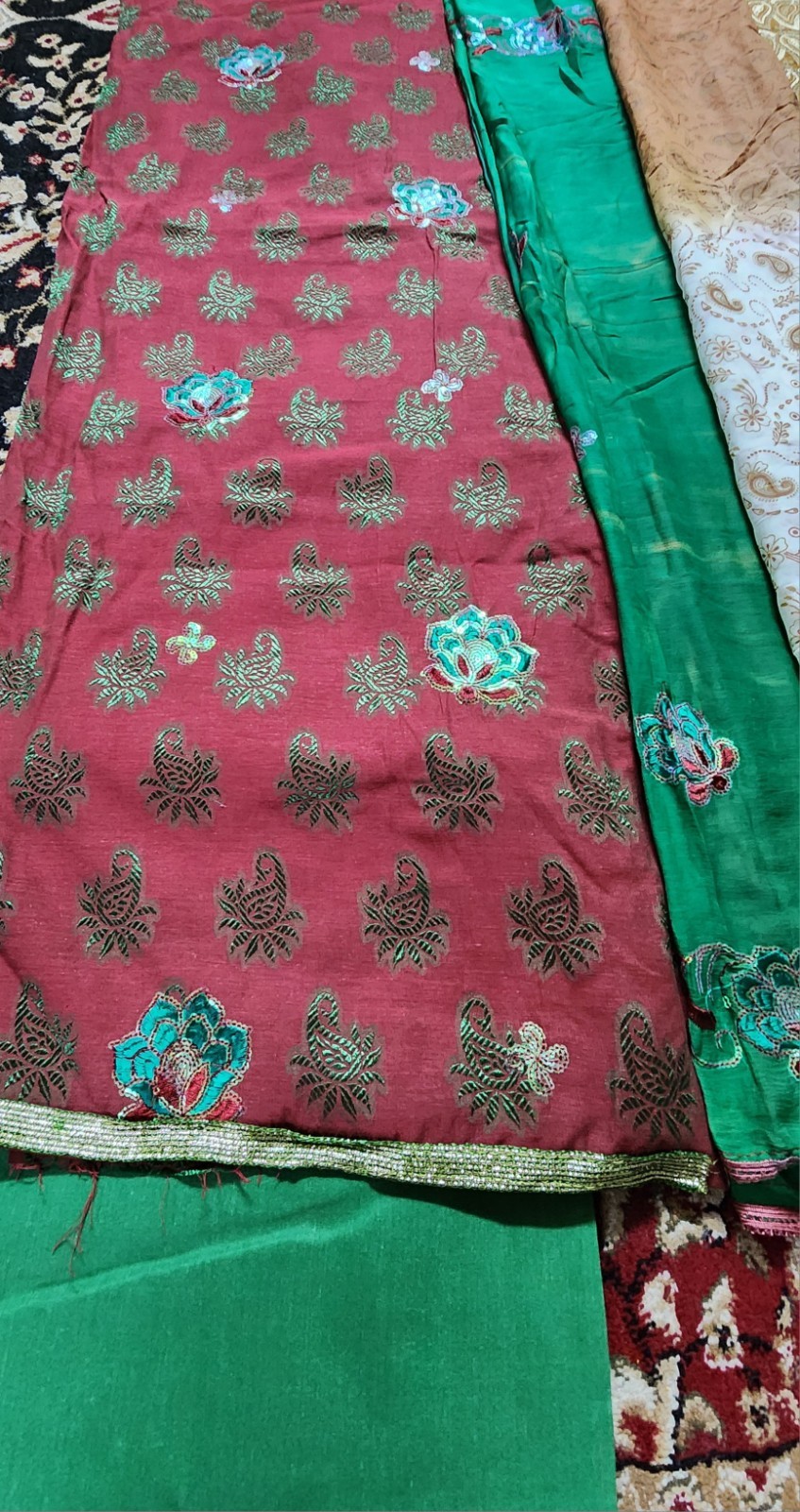 3 Peice Cotton Blend Unstitched open fabric Salwar Kameez dupatta suit Set
