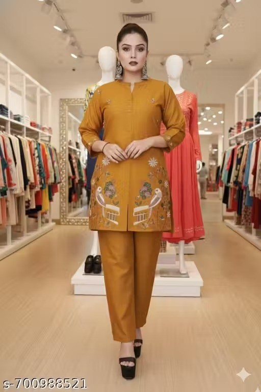 Readymad Rayon Kurta/kurti and Pant Set for Women’s Party Festive Outfit Gift