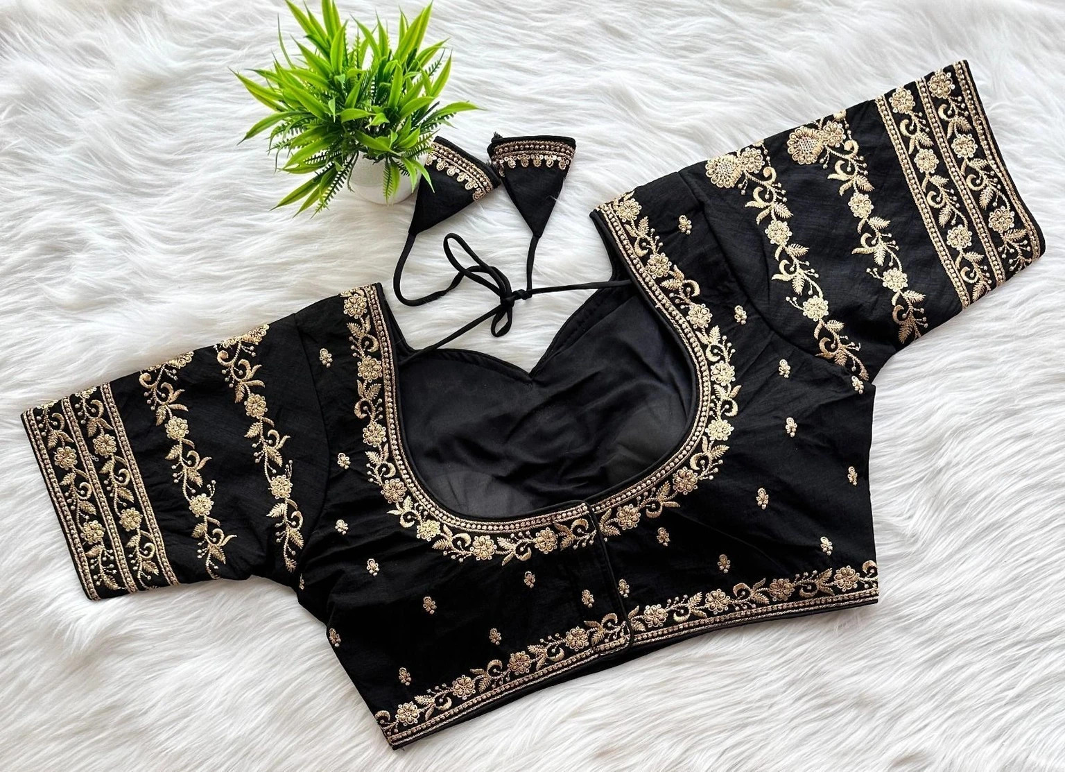 Black Party Wear Silk Blend Blouse Indian Bollywood Women Designer Ethnic Choli