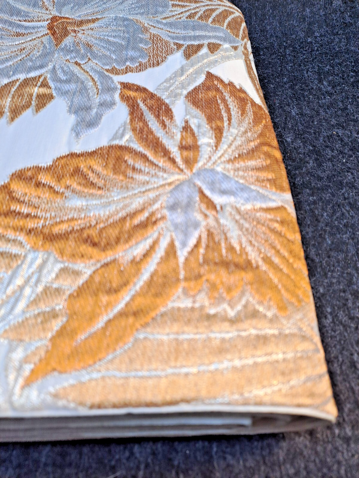 Japanese Nagoya Obi Kimono Belt Silk Gold Floral Vintage 400cm