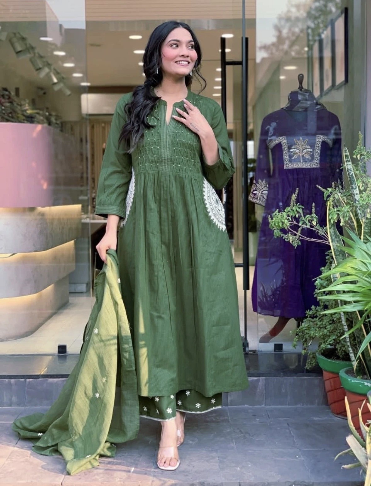 Summer Cotton Kurta Palazzo Dupatta Set, Indian Salwar Kameez Ready to Wear Set