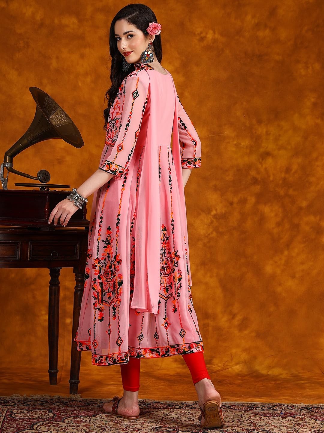 Women’s Georgette Embroidered and Sequence Work Anarkali Kurta and Dupatta Set