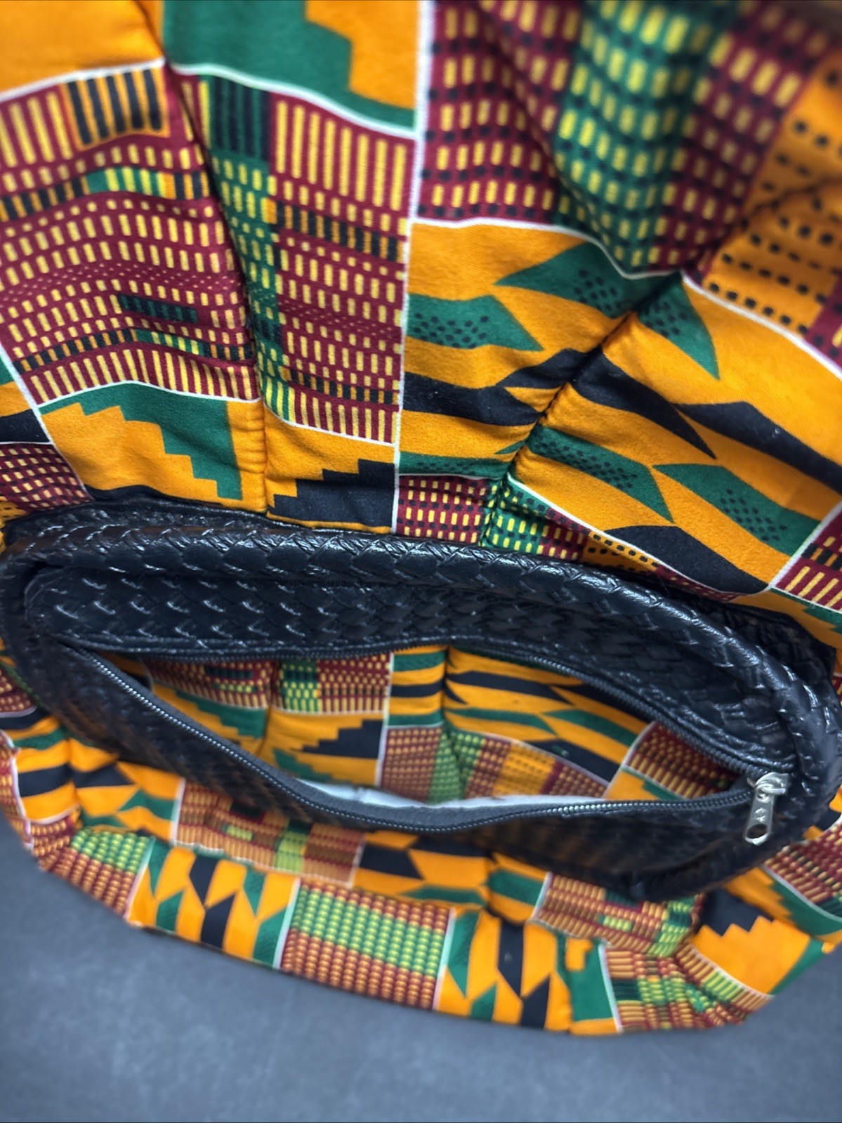 Padded African Kente Backpack with multi pockets, inside lining & Padded Straps