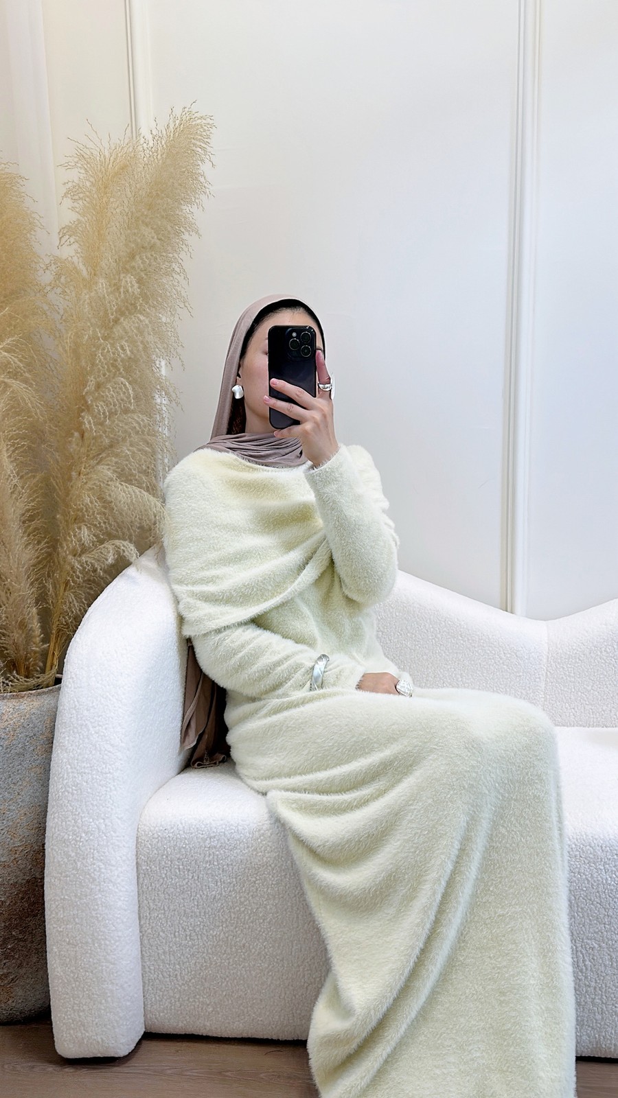 Regular Fit Soft Women Abaya With Belt Fashion Solid Color Sweater Wrap Kaftan