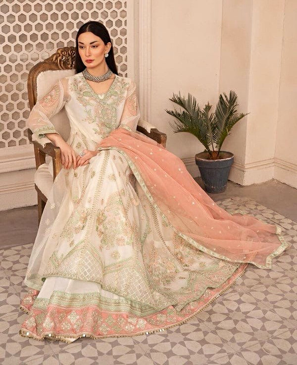 Women’s M Anarkali Net Embroidered Salwar Kameez Suit w/ Dupatta Multi