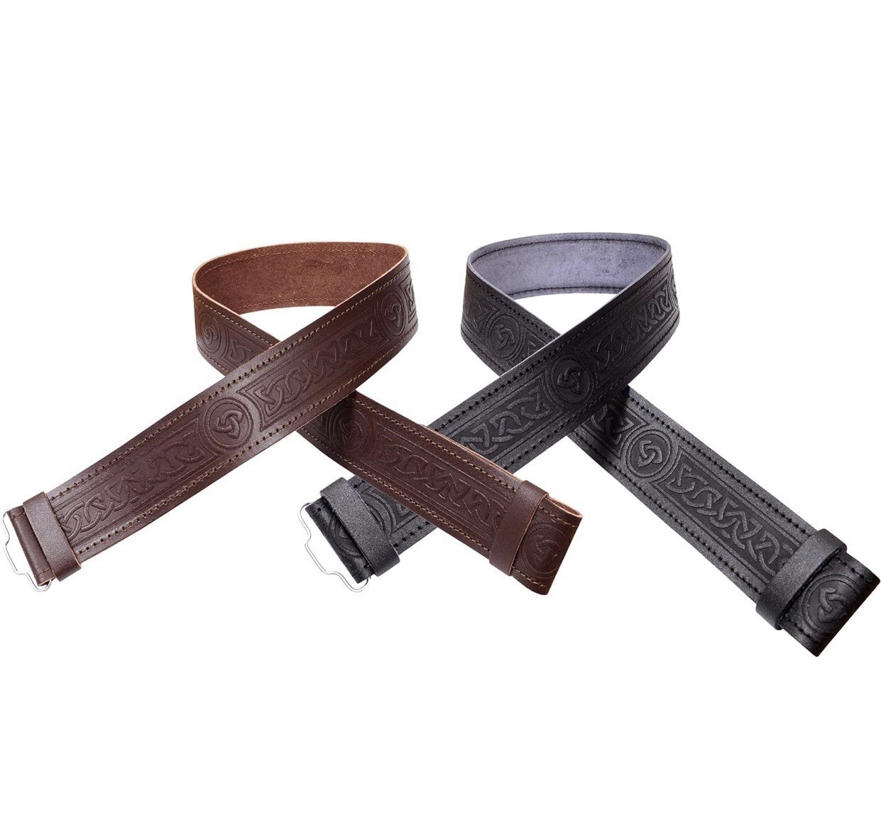 AAR Leather Kilt Belt Celtic Twist Desgin Scottish Highland Accessories