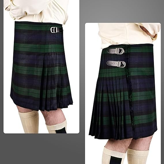 Men’s Scottish Highland 5 Piece Kilt Package Set Traditional Tartan Kilt Outfit