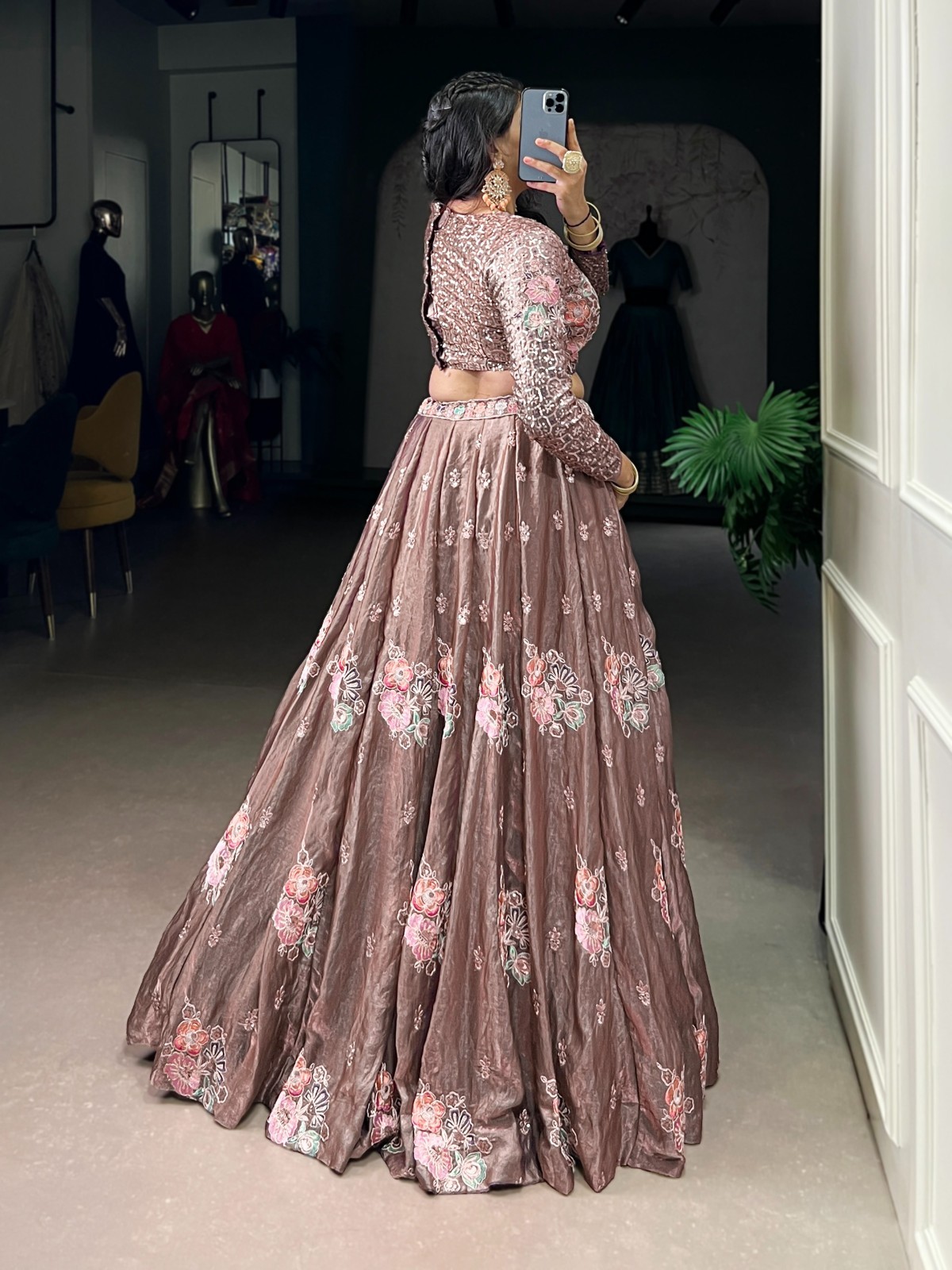 Women’s Fendi Lehenga Choli Sequins Embroidery Wedding Party Festive Wear