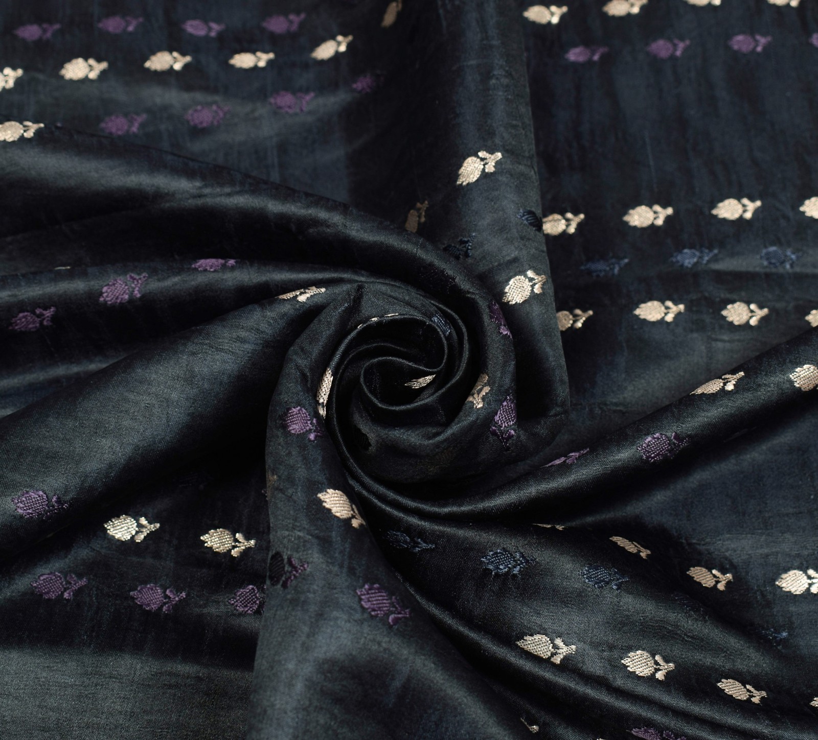 Sushila Vintage Heavy Saree Pure Satin Silk Banarasi Brocade Premium Black Sari
