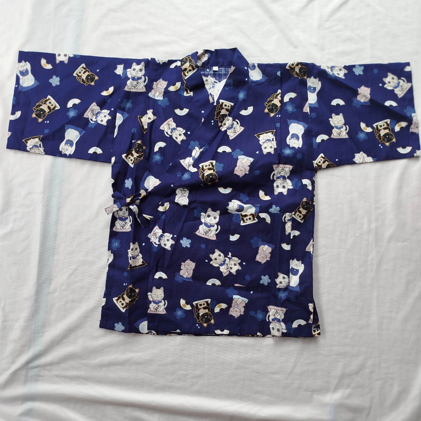 Japanese Kids Jinbei 130cm – Maneki Neko Lucky Cat Cotton Summer Festival Outfit