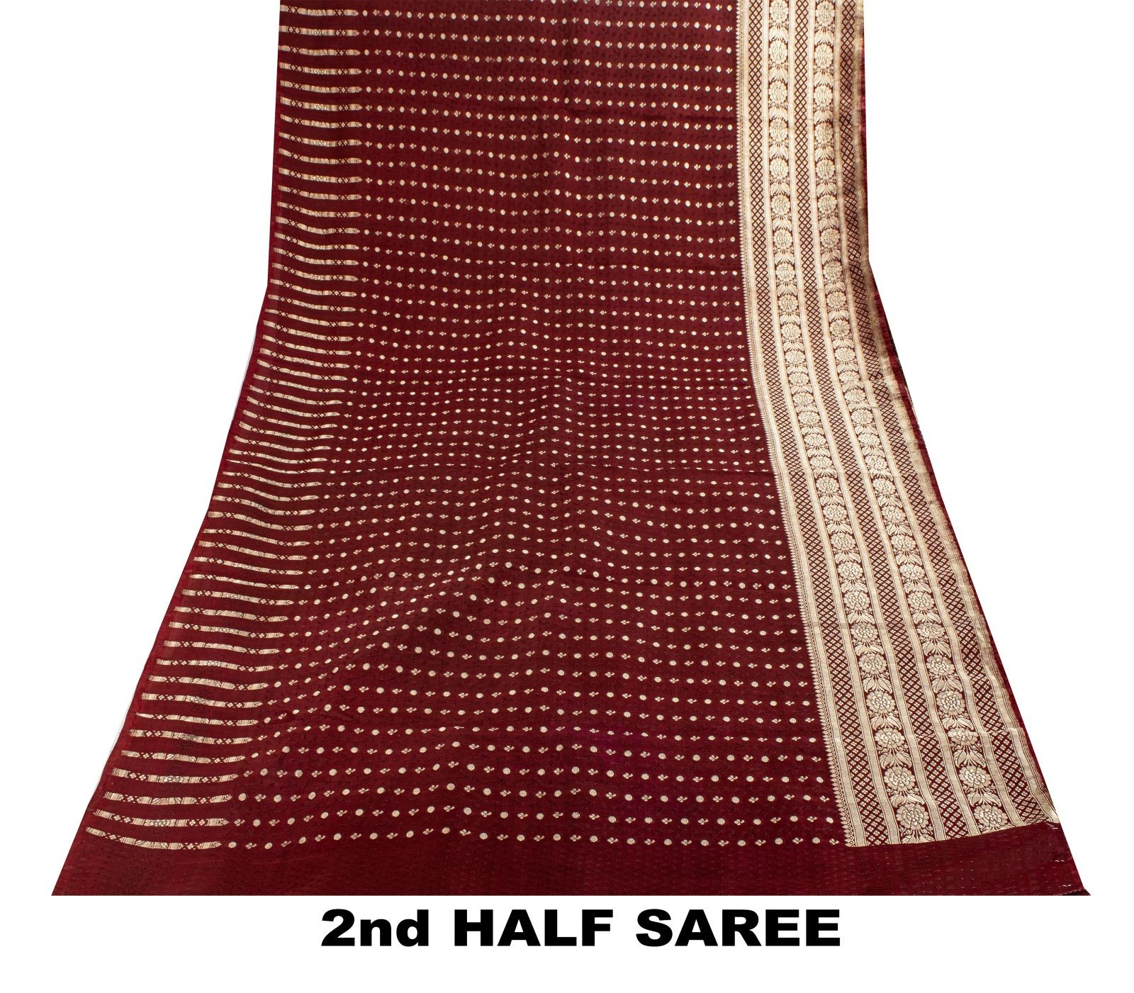 Sanskriti Vintage Red Blend Silk Saree Banarasi Brocade Zari Hand-Woven 5Yd Sari