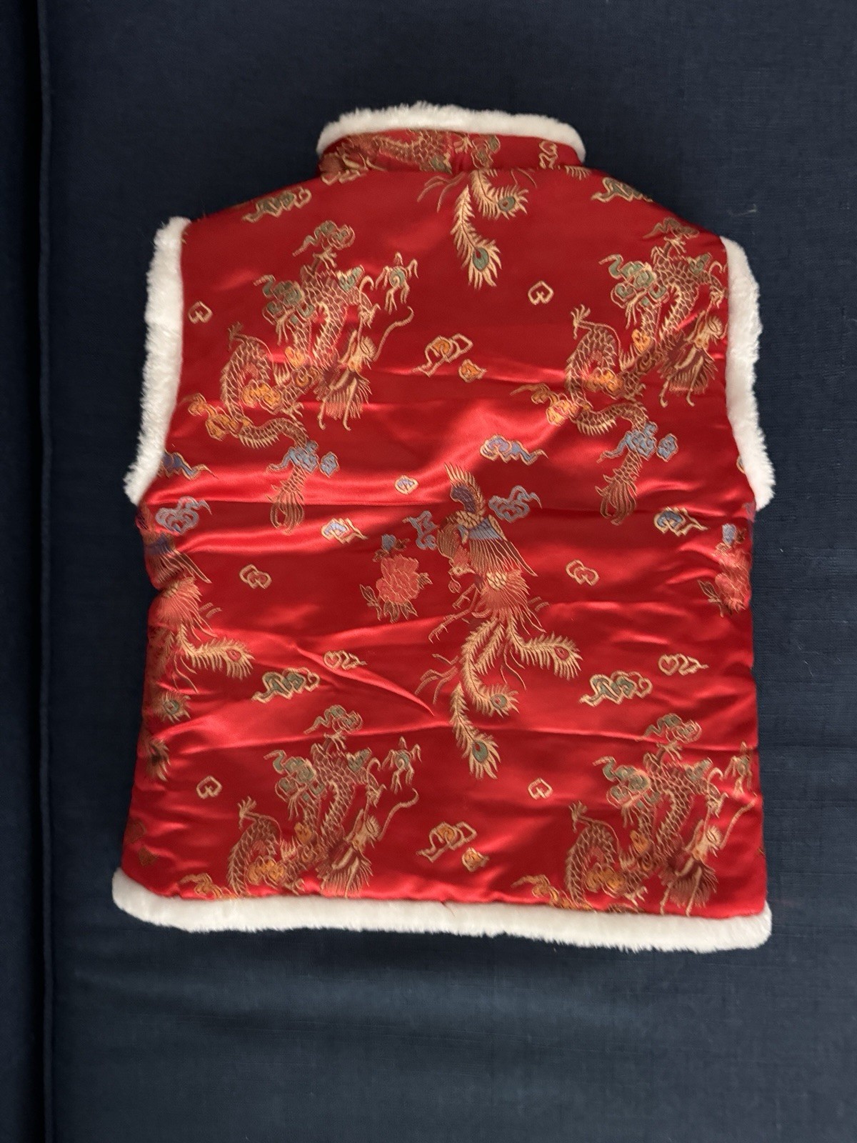 Unisex Kids Chinese Lunar New Year Red Satin Vest Traditional Tang size 120