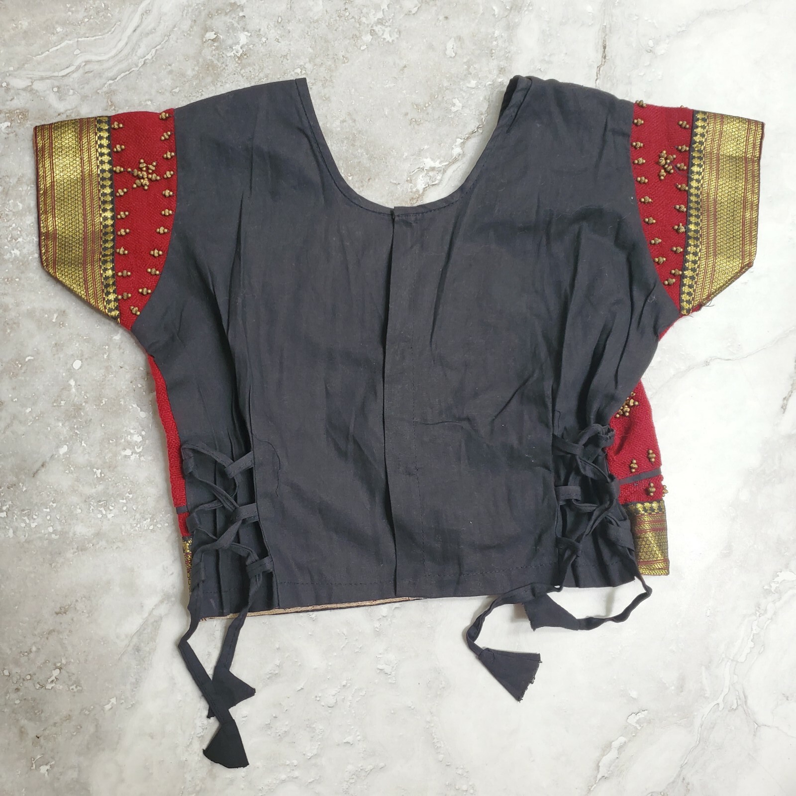 Indian Sari Saree Blouse Top Bollywood Red Black Gold Girls Youth Size 28″ Bust