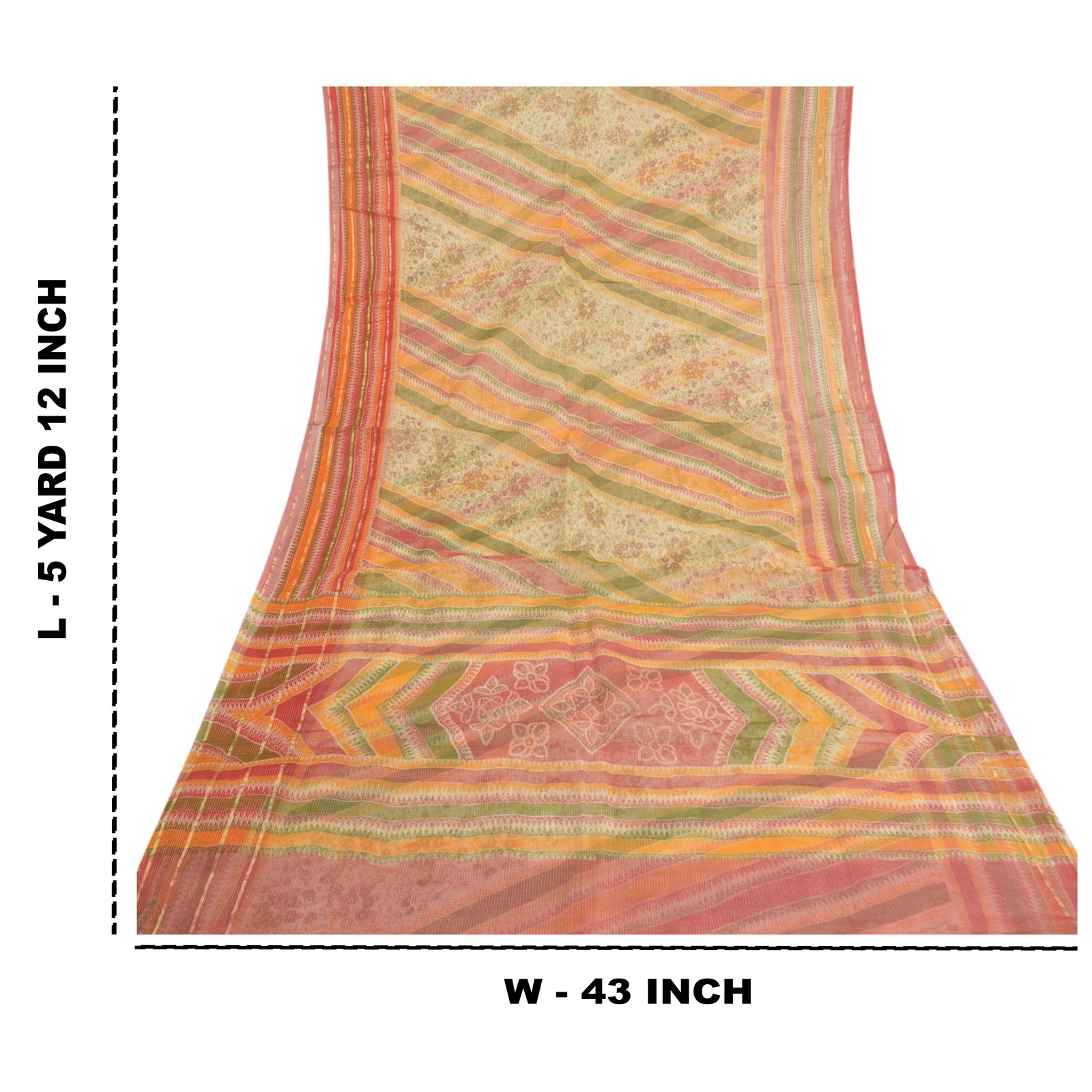 Sanskriti Vintage Indian Sarees Blend Cotton Printed Kota Sari 5 Yard Fabric