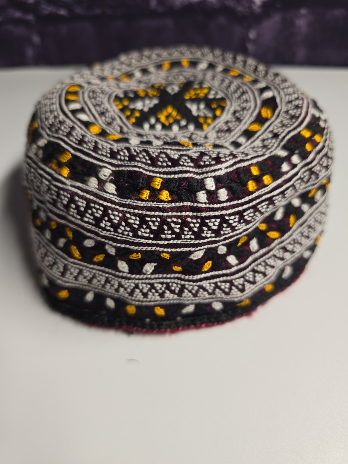 Turkmen Handmade Hat Embroidery Multicolored Tribal Vintage