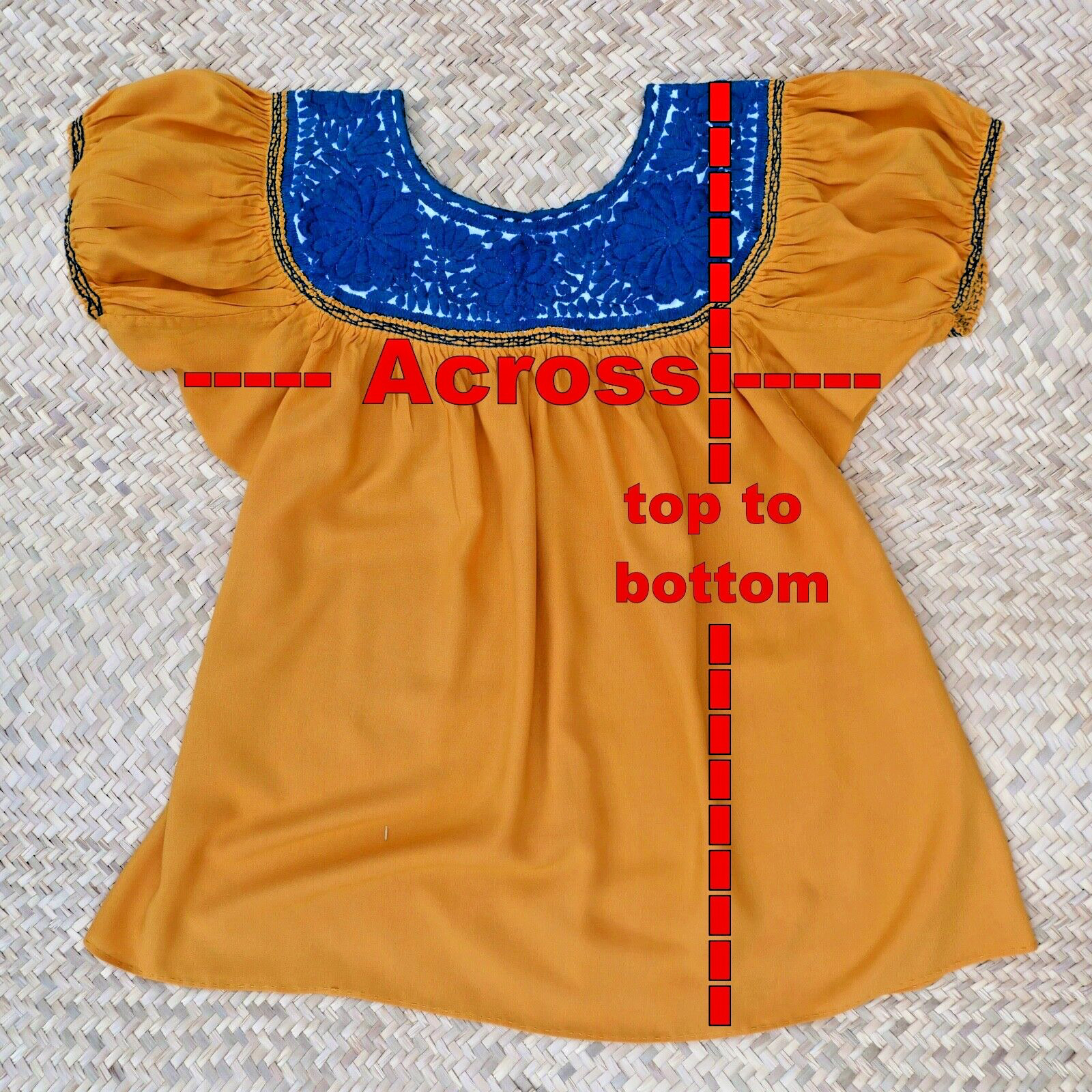 Lg Peasant Blouse Hand Embroidered Turquoise Cotton Mayan Chiapas Mexico Hippie