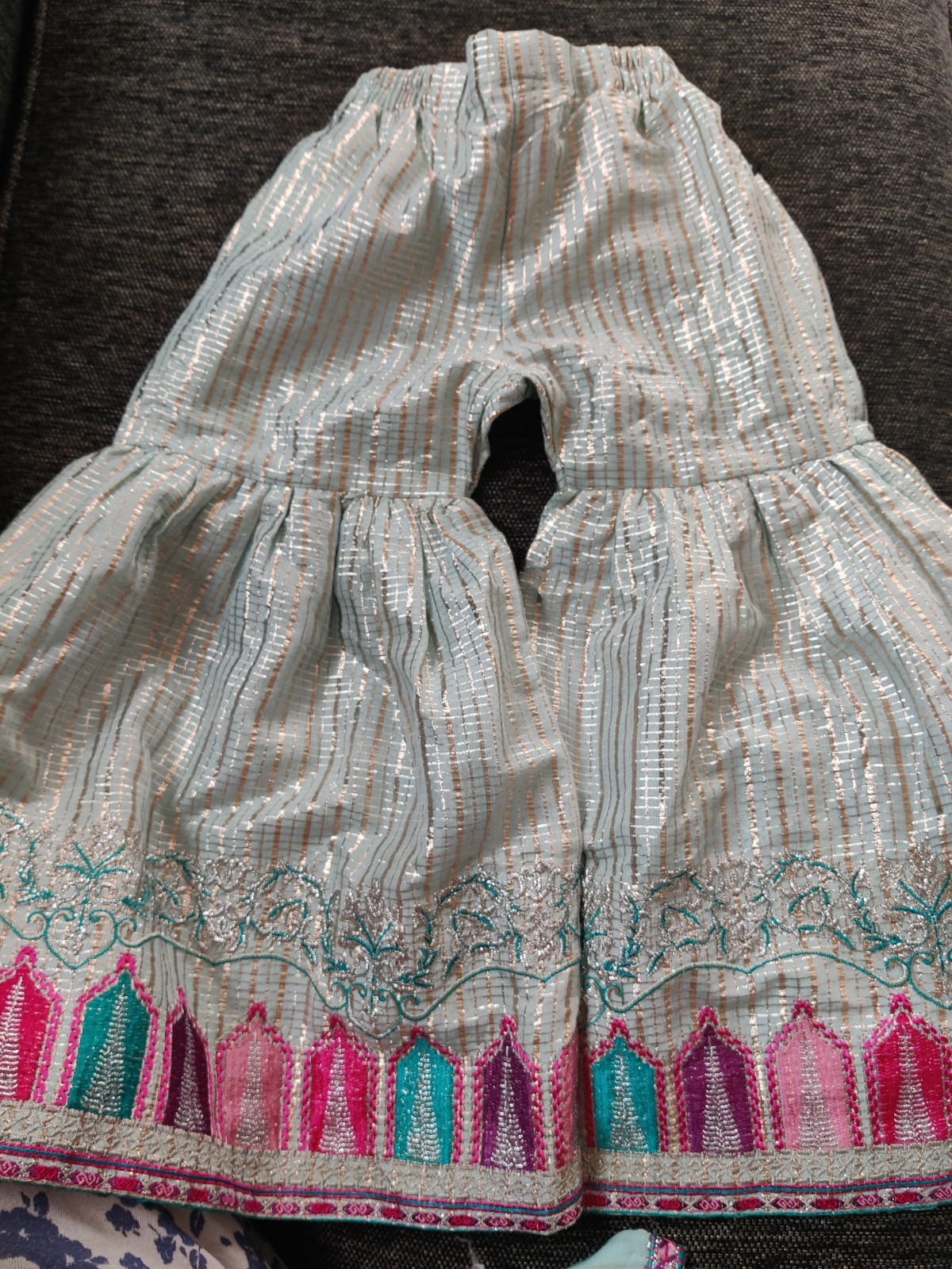J. Pakistani chiffon gharara Aqua Blue Pink Girls 3-4 Years