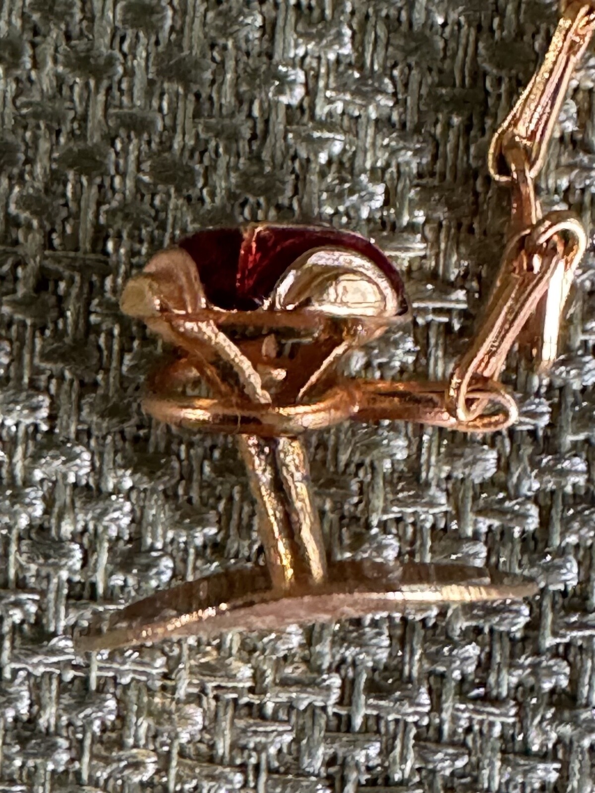 Mens Kurta Buttons with Chain Gold Tone White Crystal & Red Enamel