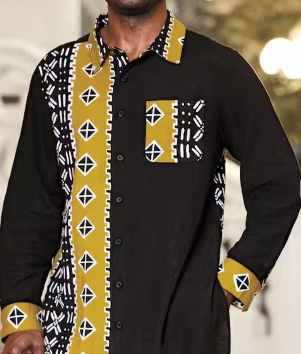 Size M Men’s Ashro Black Gold Ethnic African American Pride Akon Men’s Pant Set