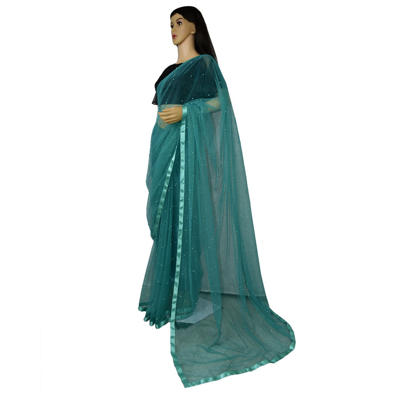 Net Saree Indian Wedding Party Wear Bollywood Designer Pakistani Sari For Womens