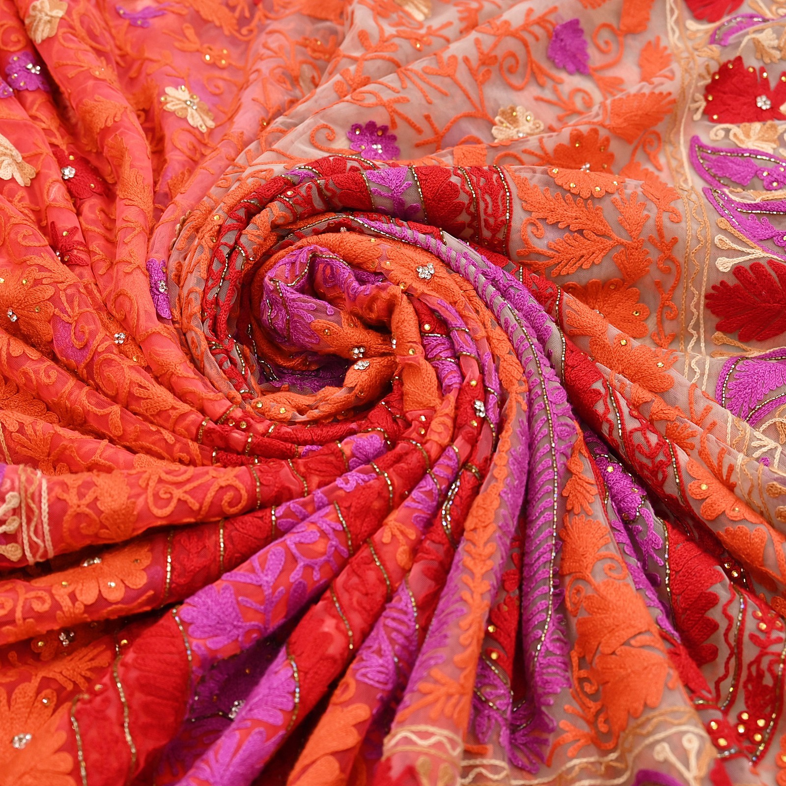 Indian Vintage Sari Net/Mesh Hand Embroidered Designer Manish Malhotra saree 5yd