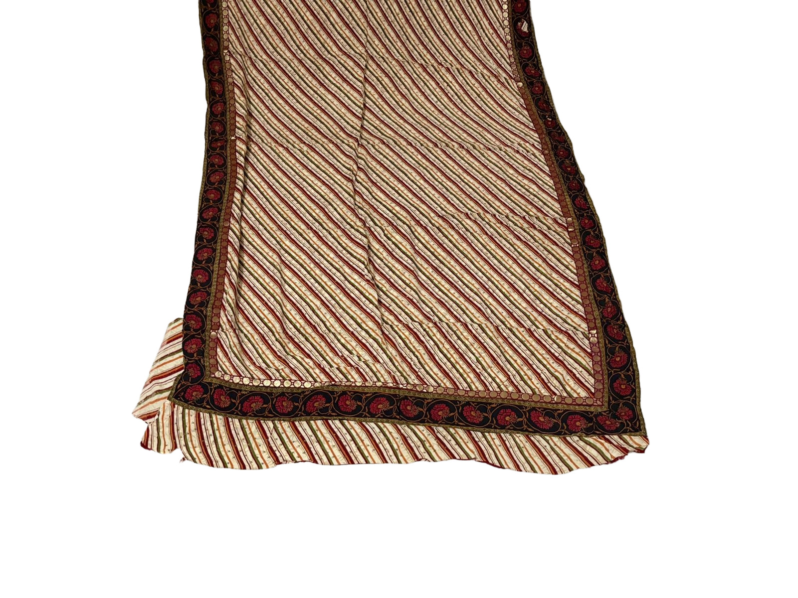Georgette Sari Indian Green Craft Fabric Home Decor Vintage Saree Curtain Drape