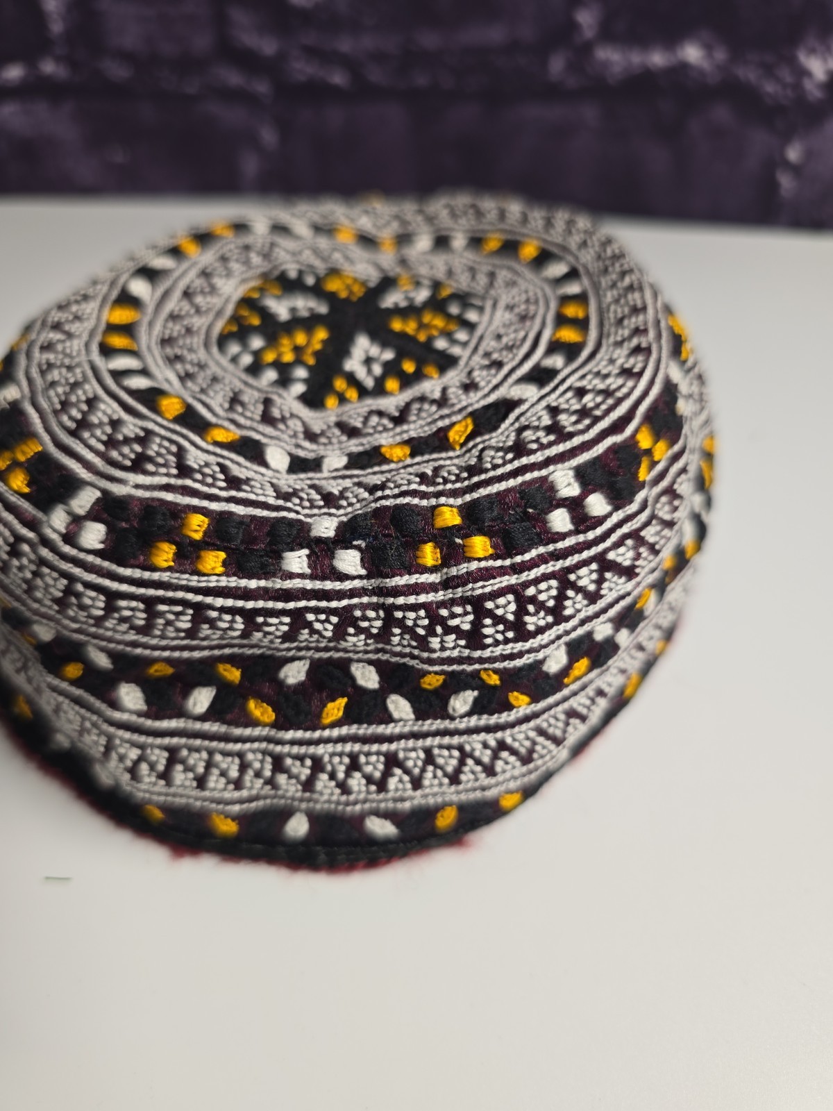 Turkmen Handmade Hat Embroidery Multicolored Tribal Vintage