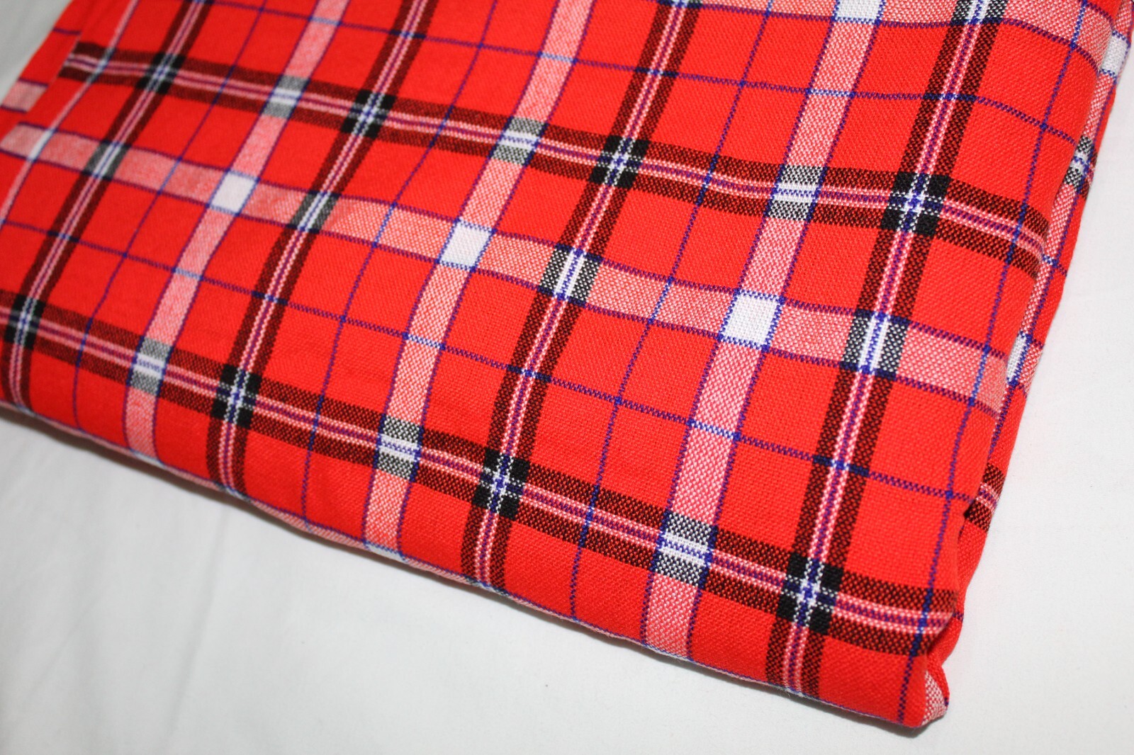 Plaid Masai Shuka, Set of 3, Red, Green and Purple-Blue