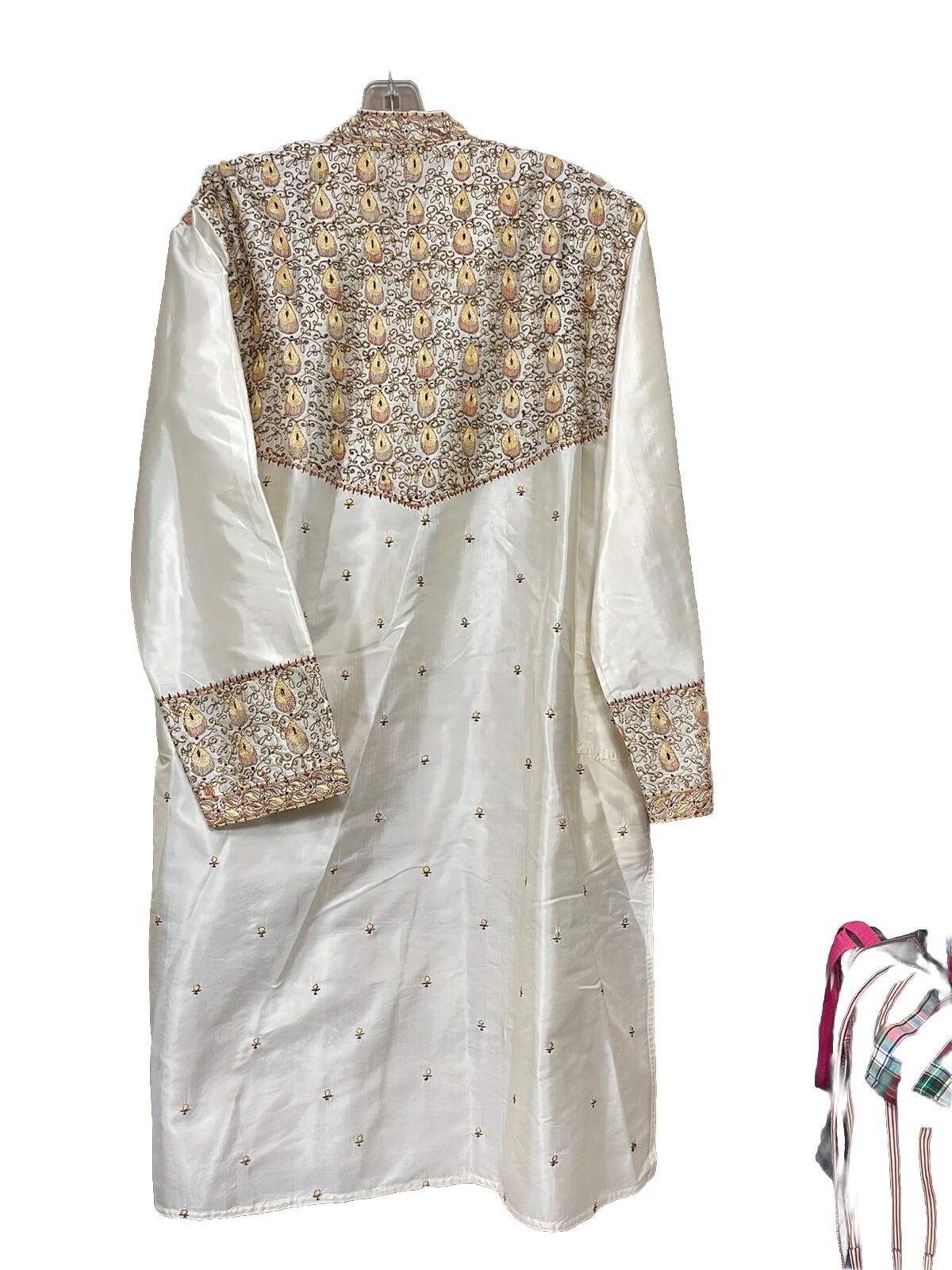 Mens Kurta Wedding Attire Special Occasion Guest Gold Beige Heavily Embroidered