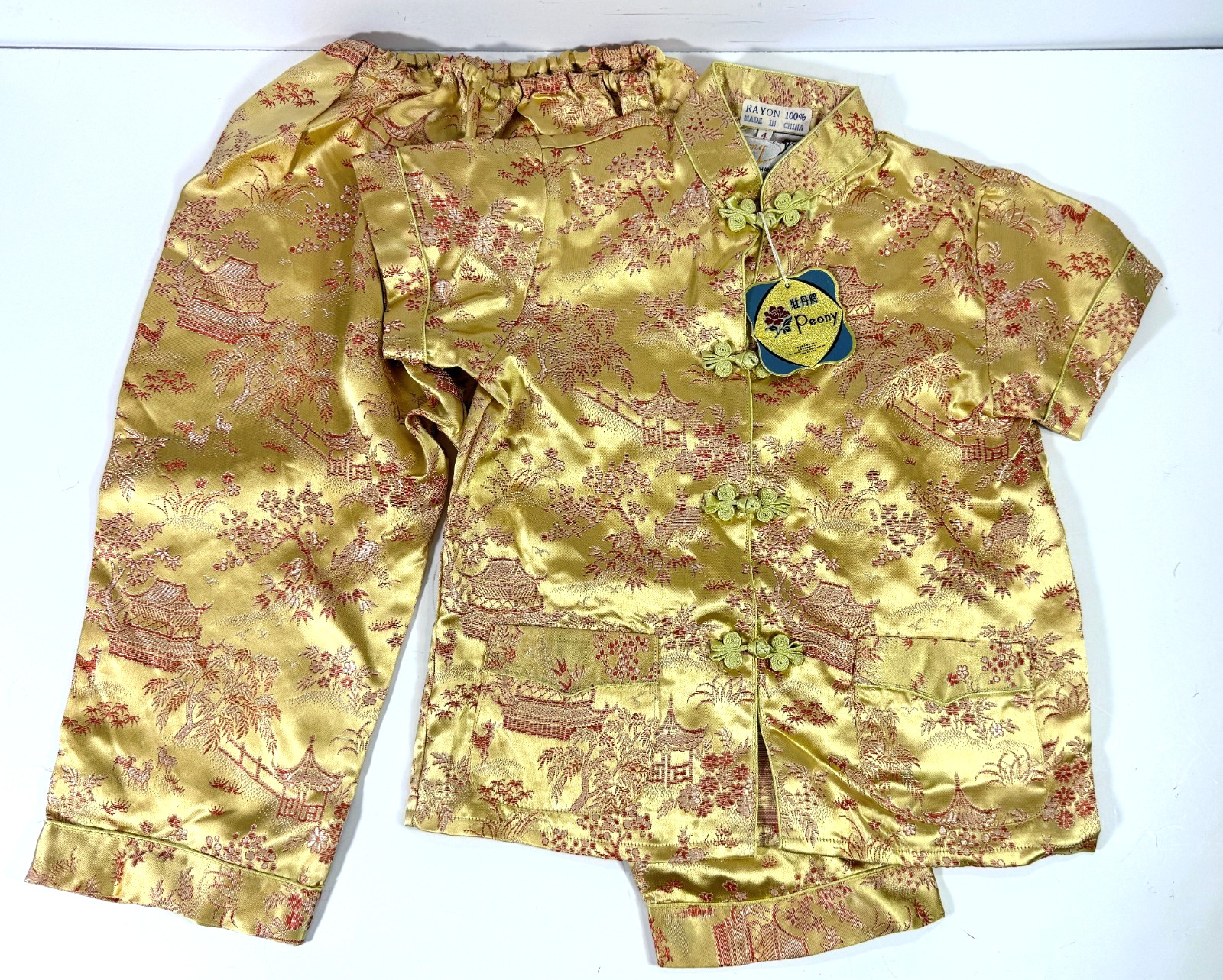 Chinese Child’s Traditional 2 pc/set Outfit by Peony w/ Top and Pants-size 4