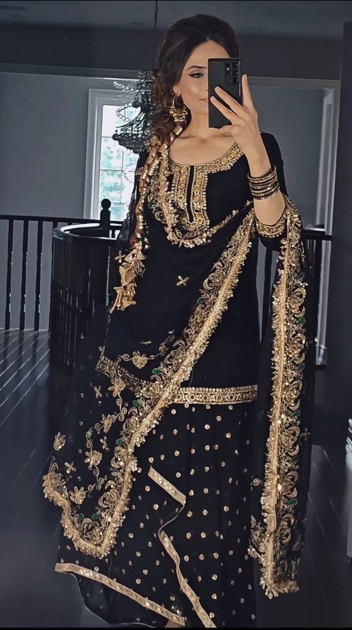 Pakistani top dhoti Designer Embroidered Wedding And Party Dress Set