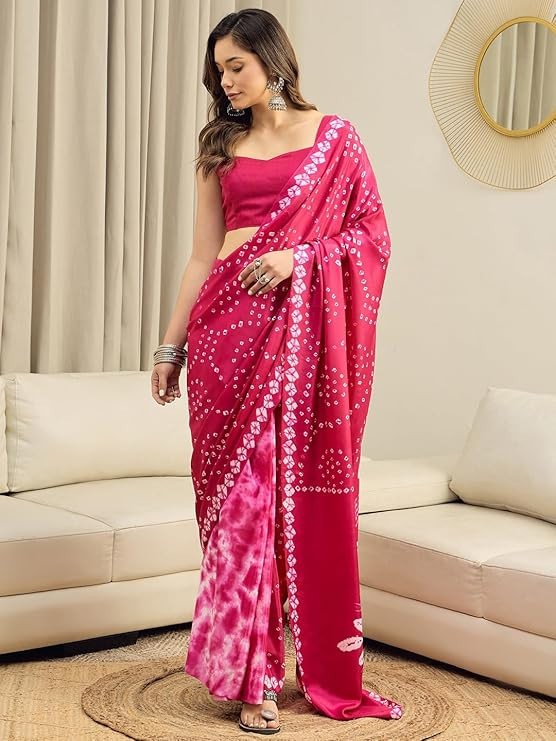 Ready to Wear 1-Minute Saree Indian Wedding Sari with Unstitched Blouse Piece
