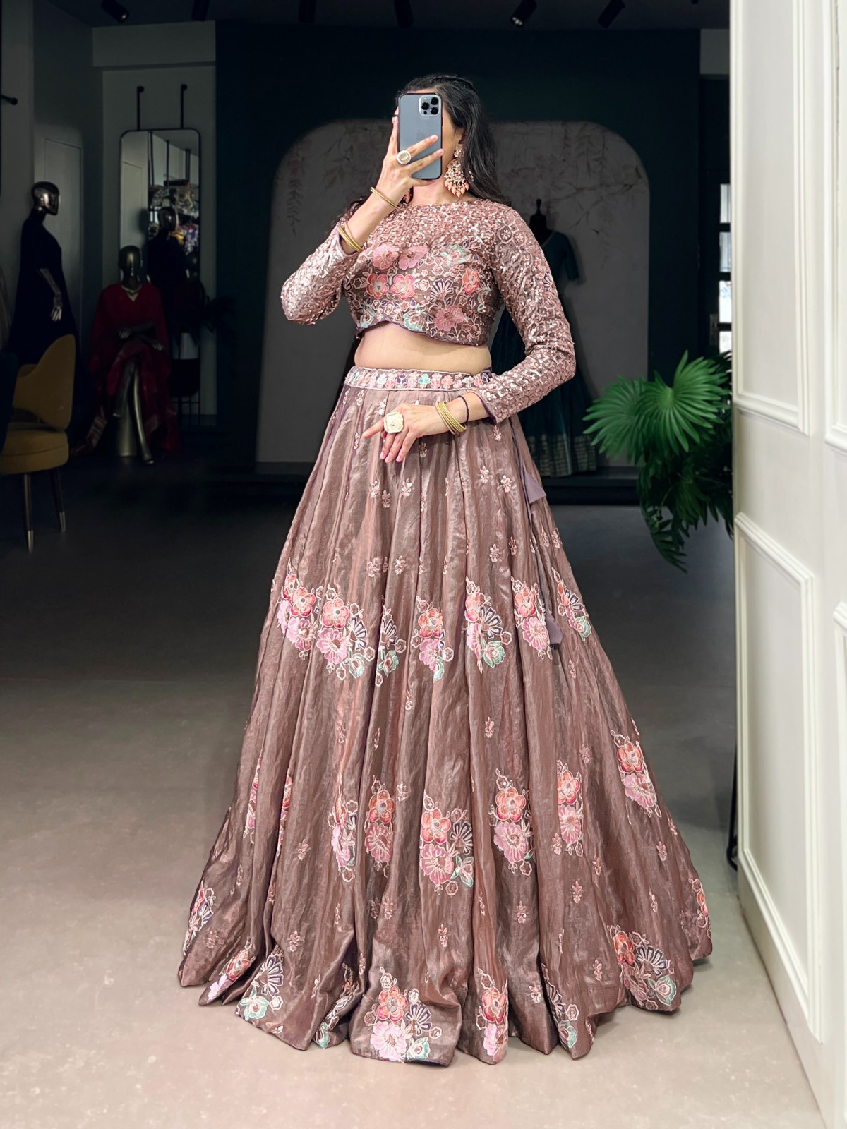 Women’s Fendi Lehenga Choli Sequins Embroidery Wedding Party Festive Wear