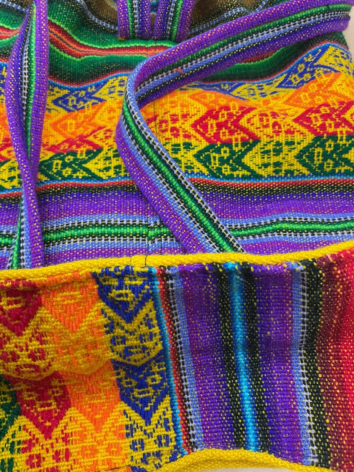 Inca Peruvian Small Backpack Embroidery Alpaca Girl Sun Woven Knapsack