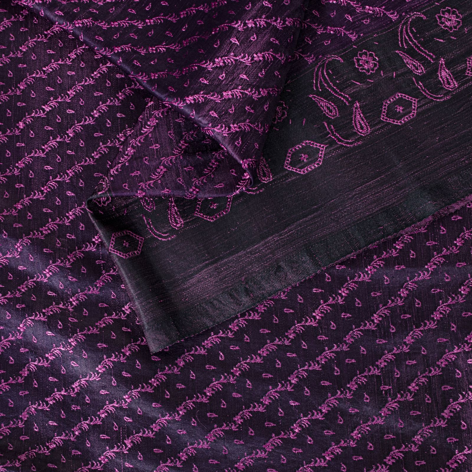 Sanskriti Vintage Purple Pure Satin Saree Banarasi Brocade Zari Hand-Woven Sari