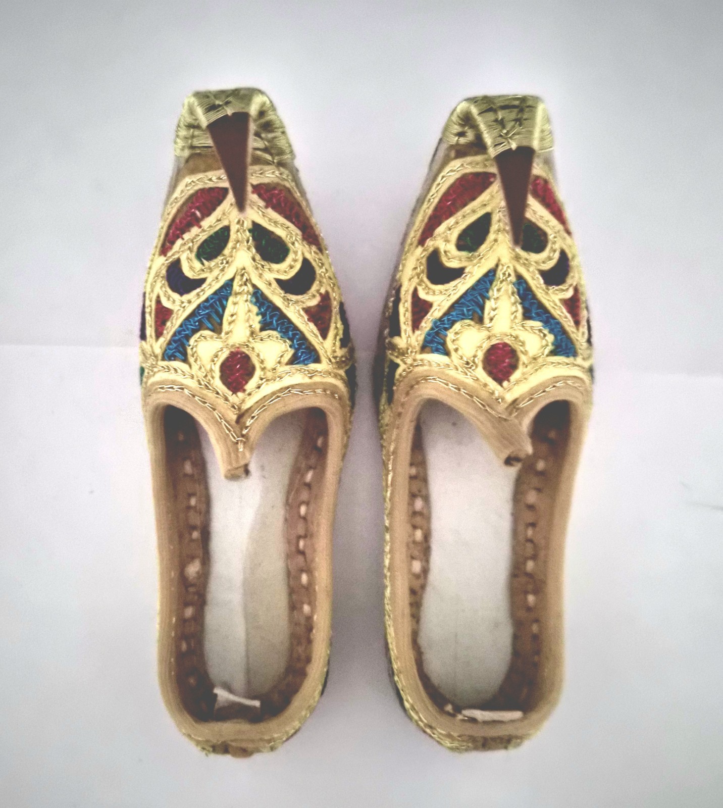 Handmade Mojari Embroidered Shoes Gold Red Blue Green Beige