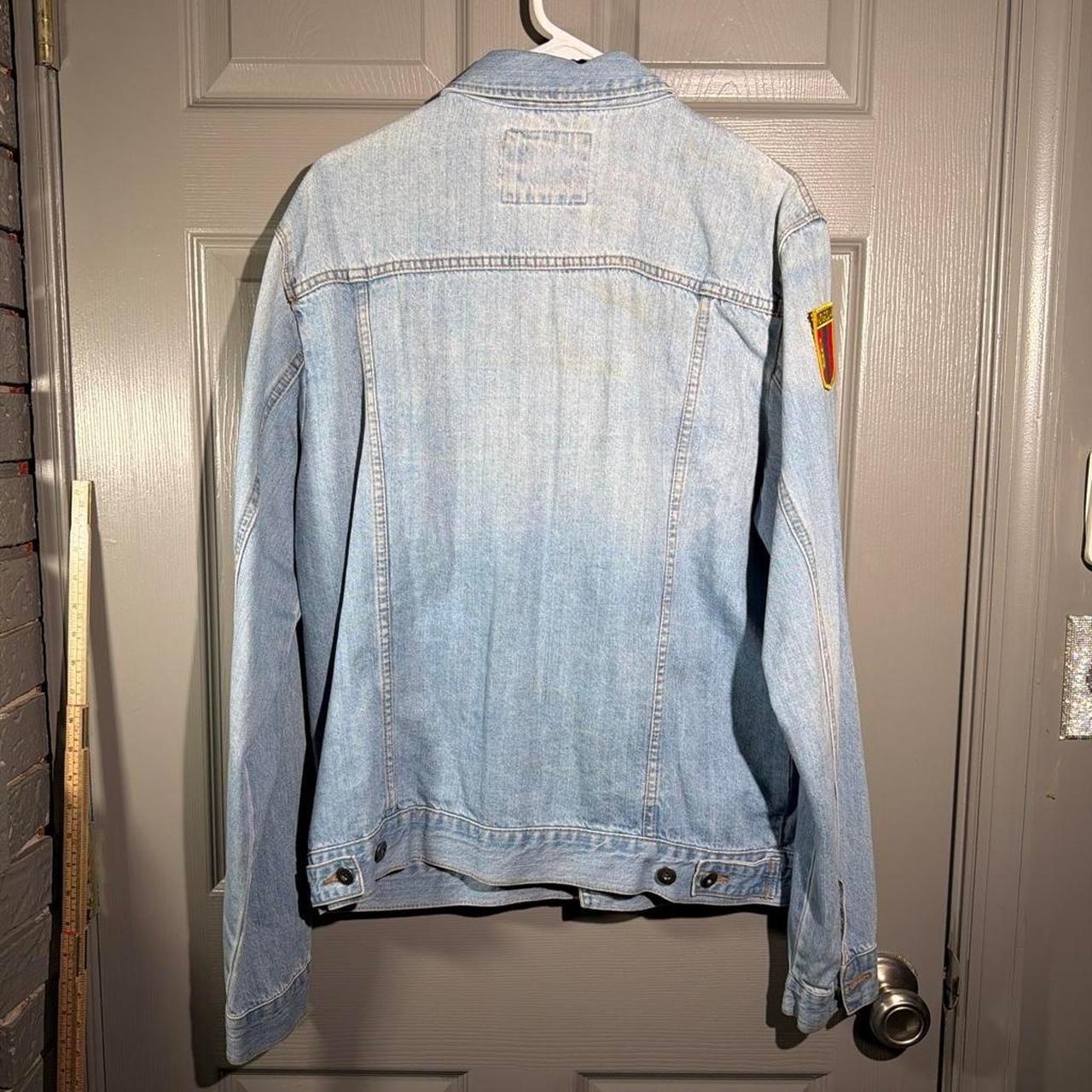 Forever 21 Light blue denim jacket with Mongolia patches Size L