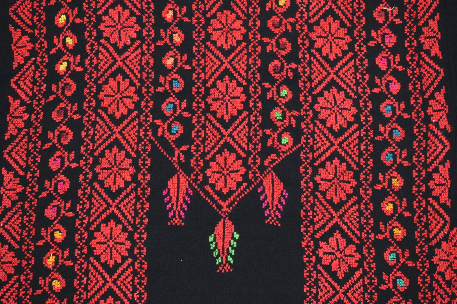 Hand Embroidered Bedouin Palestinian Thobe Kaftan Red Tatreez Boho Maxi Dress
