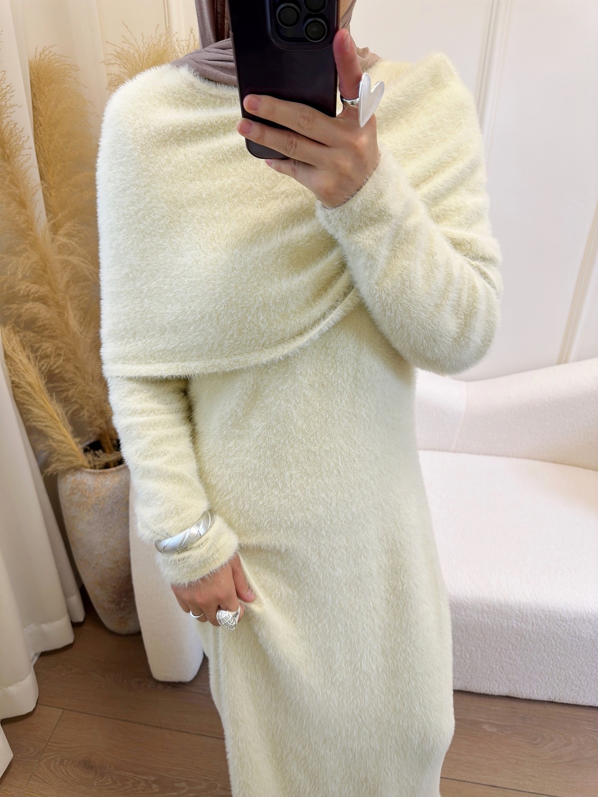 Regular Fit Soft Women Abaya With Belt Fashion Solid Color Sweater Wrap Kaftan