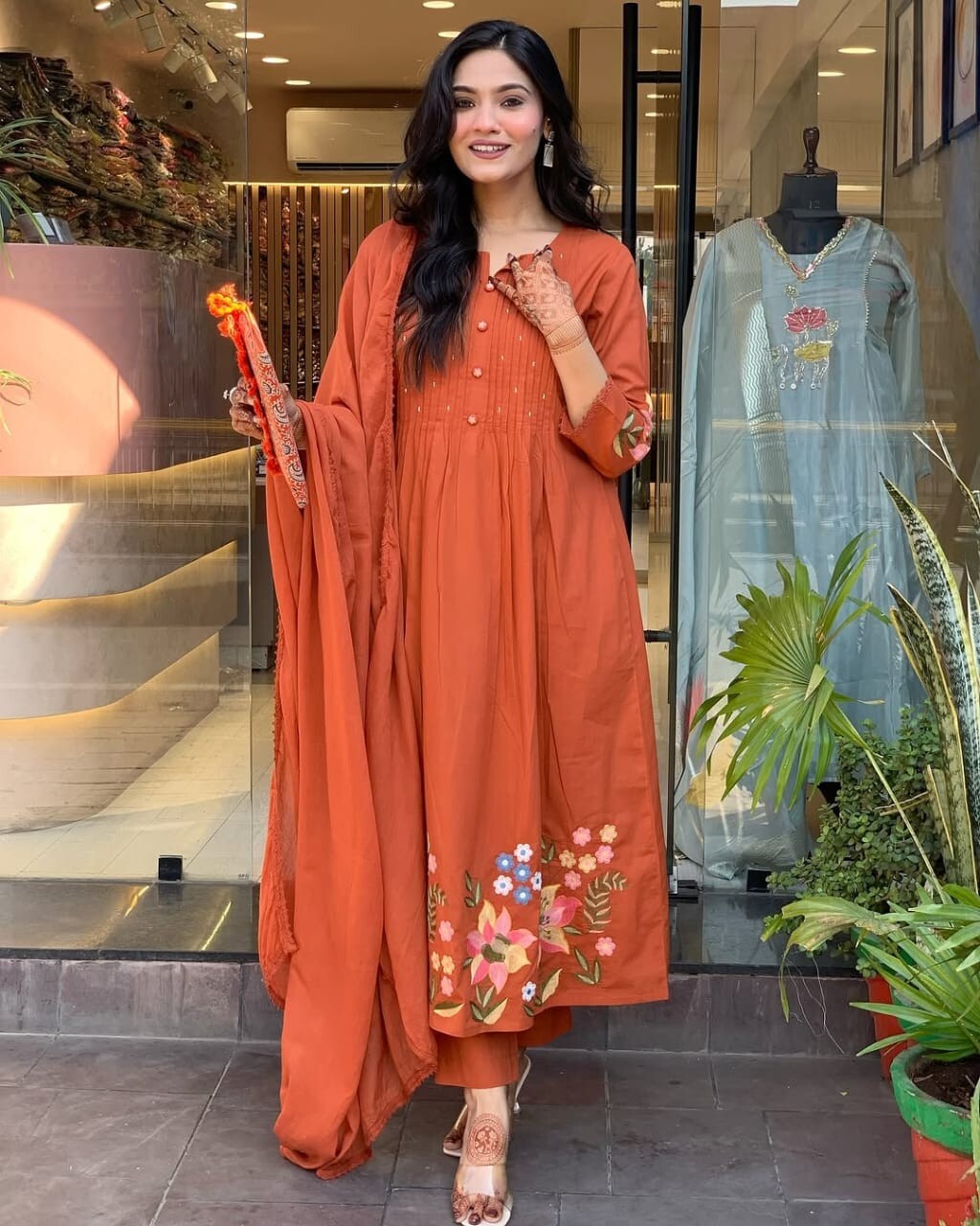 Pure Cotton Kurta Palazzo Dupatta Set 3 Piece Fully Stitched Salwar Kameez Suits