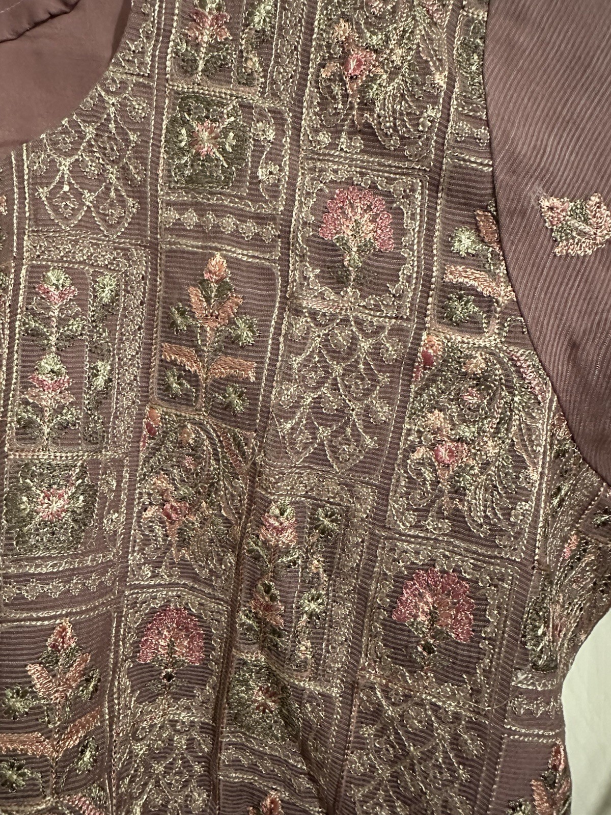 Mauve Embroidered Cotton Blend Salwar Kameez with Dupatta for Women