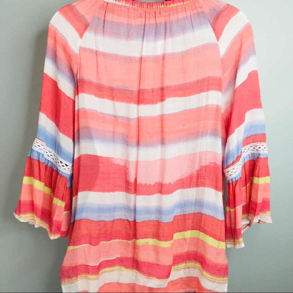 Zac & Rachel Sz S Woman Beautiful Colorful Top Blouse Red Coral Blue yellow 2019