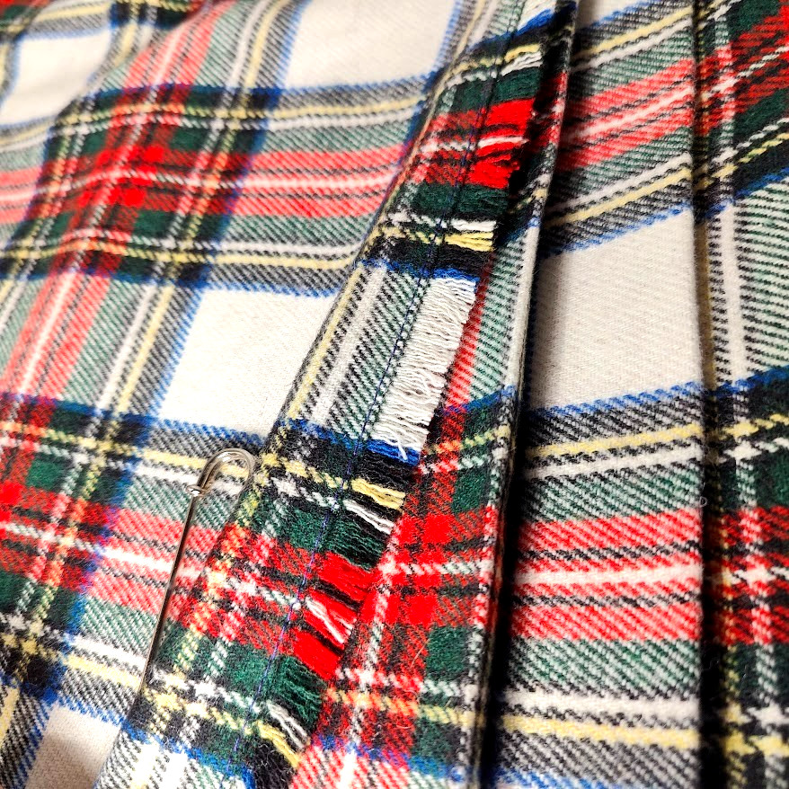 VTG Blarney Woolen Mills Ireland Youth Wrap Kilt Wool Size 30 Stewart Plaid NWT