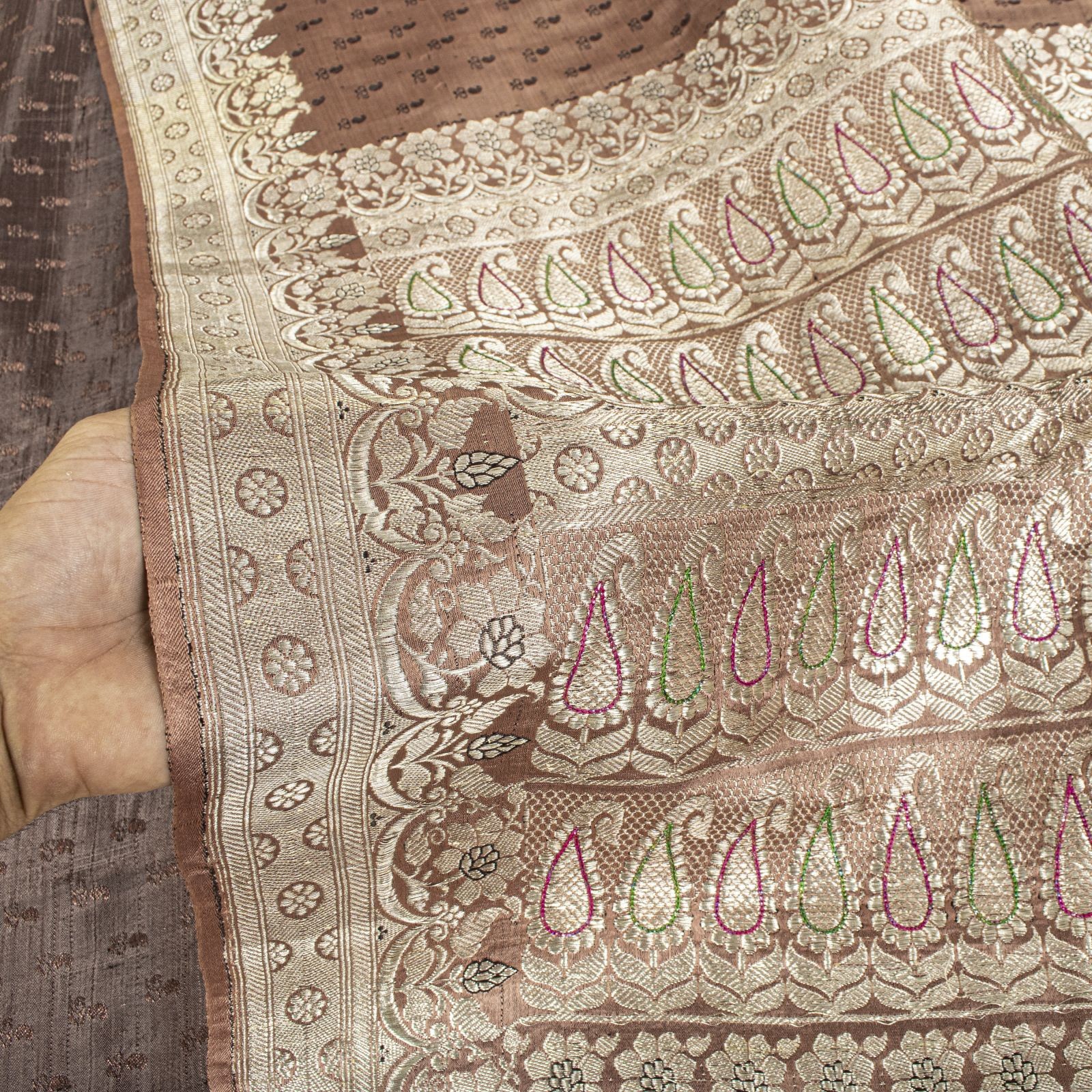 Sanskriti Vintage Saree Mauve Pure Silk Zari Hand Woven Banarasi Brocade 5Ydsari